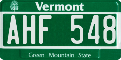 VT license plate AHF548