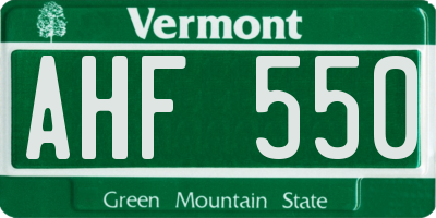 VT license plate AHF550