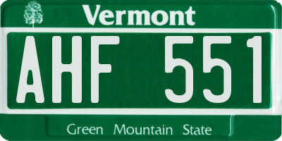 VT license plate AHF551