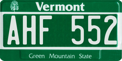 VT license plate AHF552