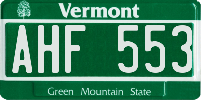 VT license plate AHF553