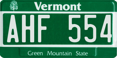 VT license plate AHF554