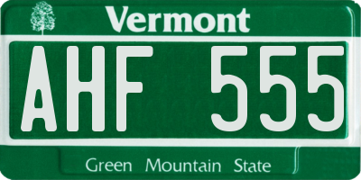 VT license plate AHF555