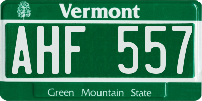 VT license plate AHF557
