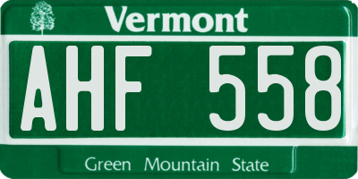 VT license plate AHF558