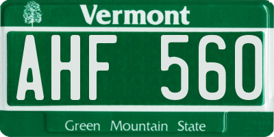 VT license plate AHF560