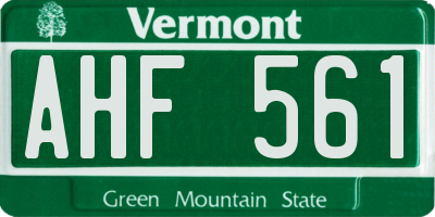 VT license plate AHF561