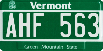 VT license plate AHF563