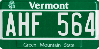 VT license plate AHF564