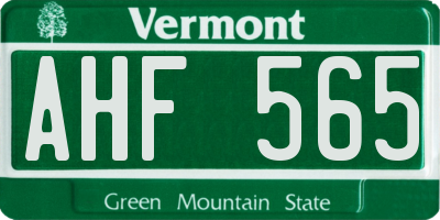 VT license plate AHF565