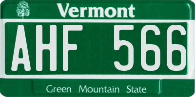 VT license plate AHF566