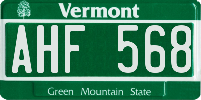 VT license plate AHF568