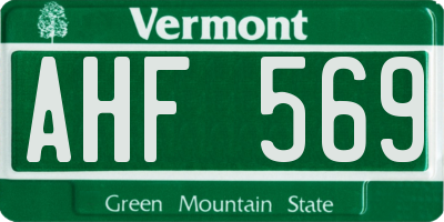 VT license plate AHF569