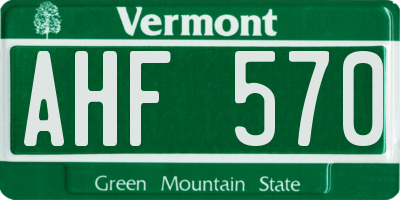 VT license plate AHF570