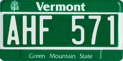 VT license plate AHF571