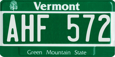 VT license plate AHF572