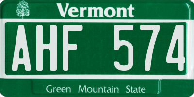 VT license plate AHF574