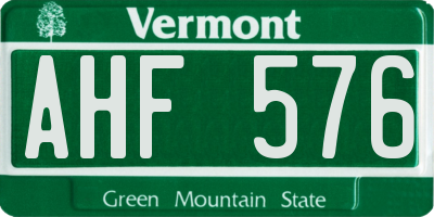 VT license plate AHF576