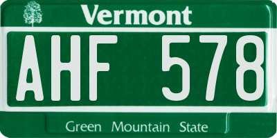 VT license plate AHF578