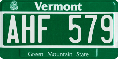 VT license plate AHF579
