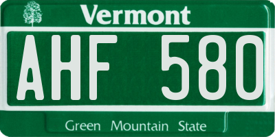VT license plate AHF580