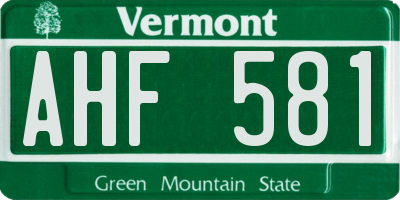 VT license plate AHF581