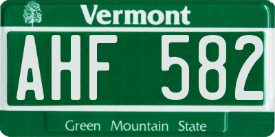 VT license plate AHF582