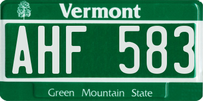 VT license plate AHF583