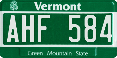 VT license plate AHF584