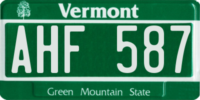 VT license plate AHF587