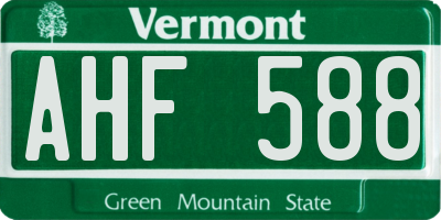 VT license plate AHF588