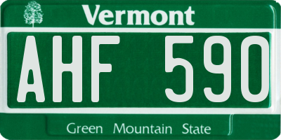 VT license plate AHF590
