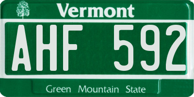 VT license plate AHF592
