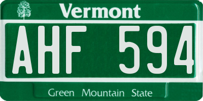 VT license plate AHF594