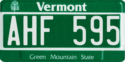 VT license plate AHF595