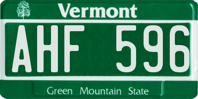 VT license plate AHF596