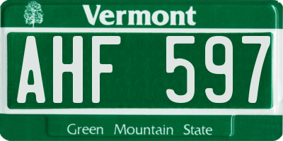 VT license plate AHF597