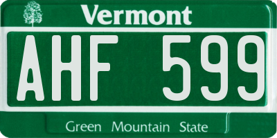 VT license plate AHF599