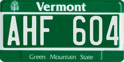 VT license plate AHF604