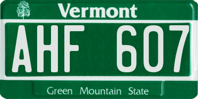 VT license plate AHF607