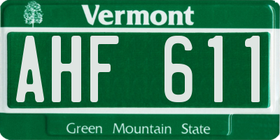 VT license plate AHF611
