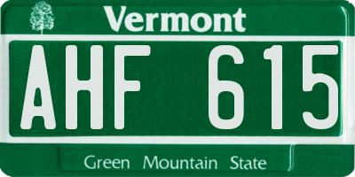 VT license plate AHF615