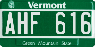 VT license plate AHF616
