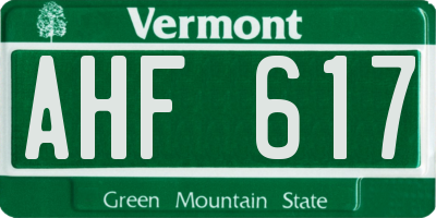 VT license plate AHF617