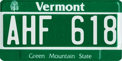 VT license plate AHF618