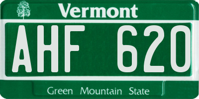 VT license plate AHF620