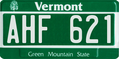 VT license plate AHF621