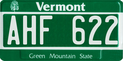 VT license plate AHF622