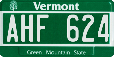 VT license plate AHF624