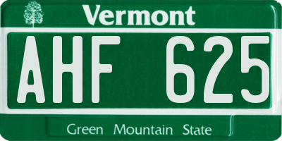 VT license plate AHF625
